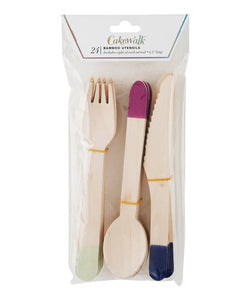 Color-Dip Bamboo Flatware Set