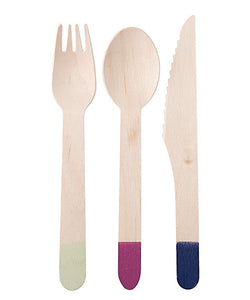 Color-Dip Bamboo Flatware Set